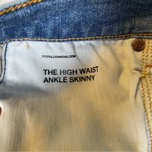 7 For All Mankind High Waist Ankle Skinny Jeans With Destroy Size 27 - Picture 5 of 12